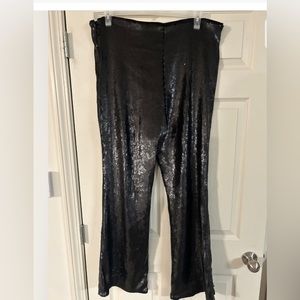 Black sequin pants flare legs